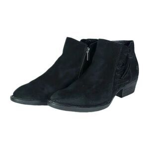 Born Women's Bessie US7,5M Black Suede Tassel Side Zip Ankle Boots Booties